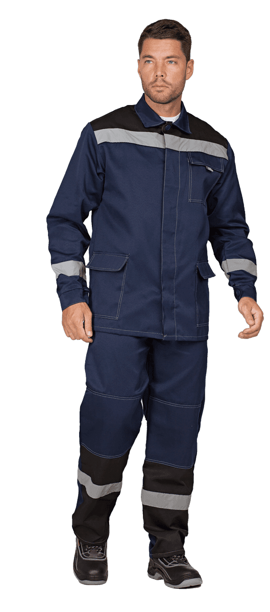 Костюм ПРОФЕССИОНАЛ летний, т/синий-черный (Куртка+брюки) Кос 034