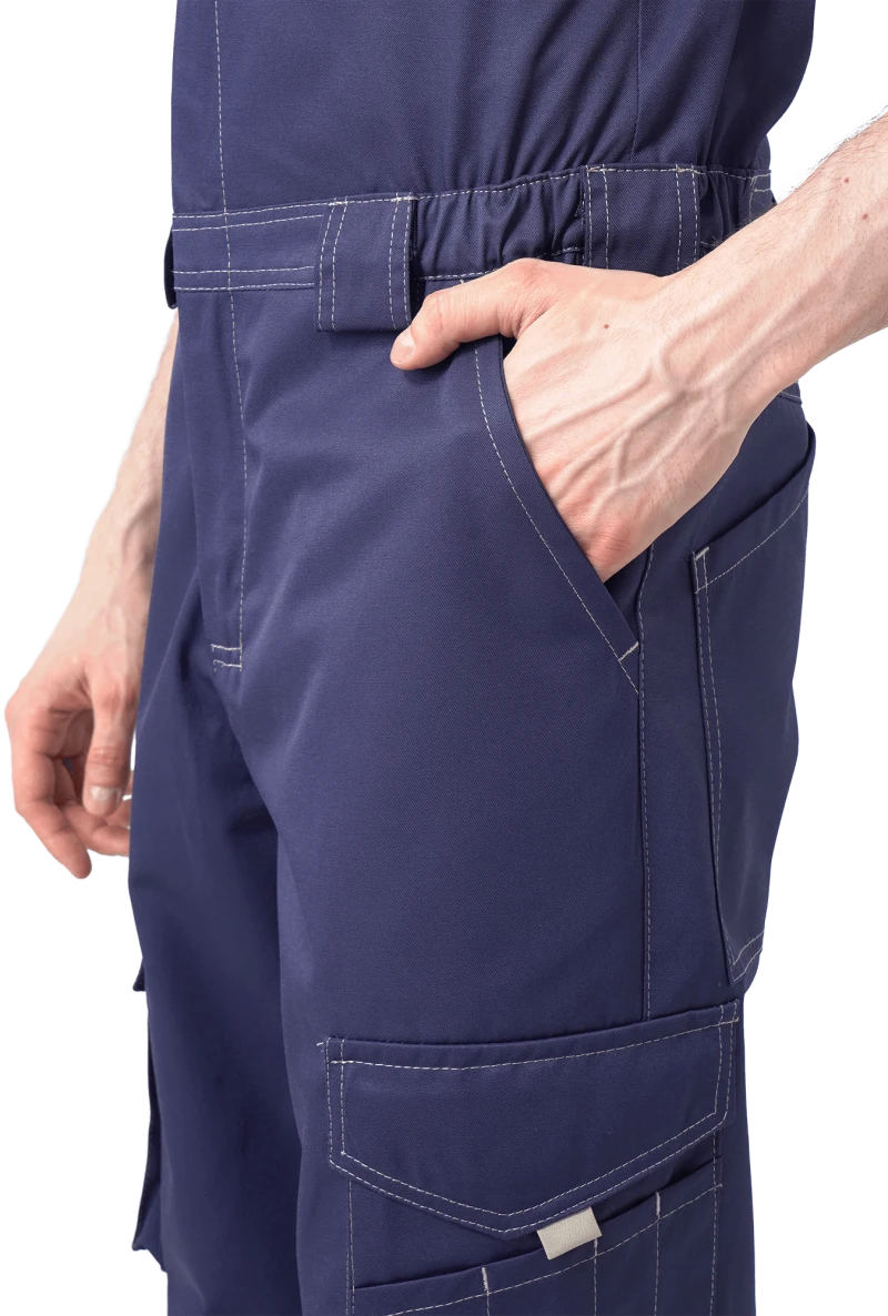 Костюм мужской ДОКЕР от механических воздействий и ОПЗ (куртка, полукомбинезон), темно-синий/бежевый Кос 572