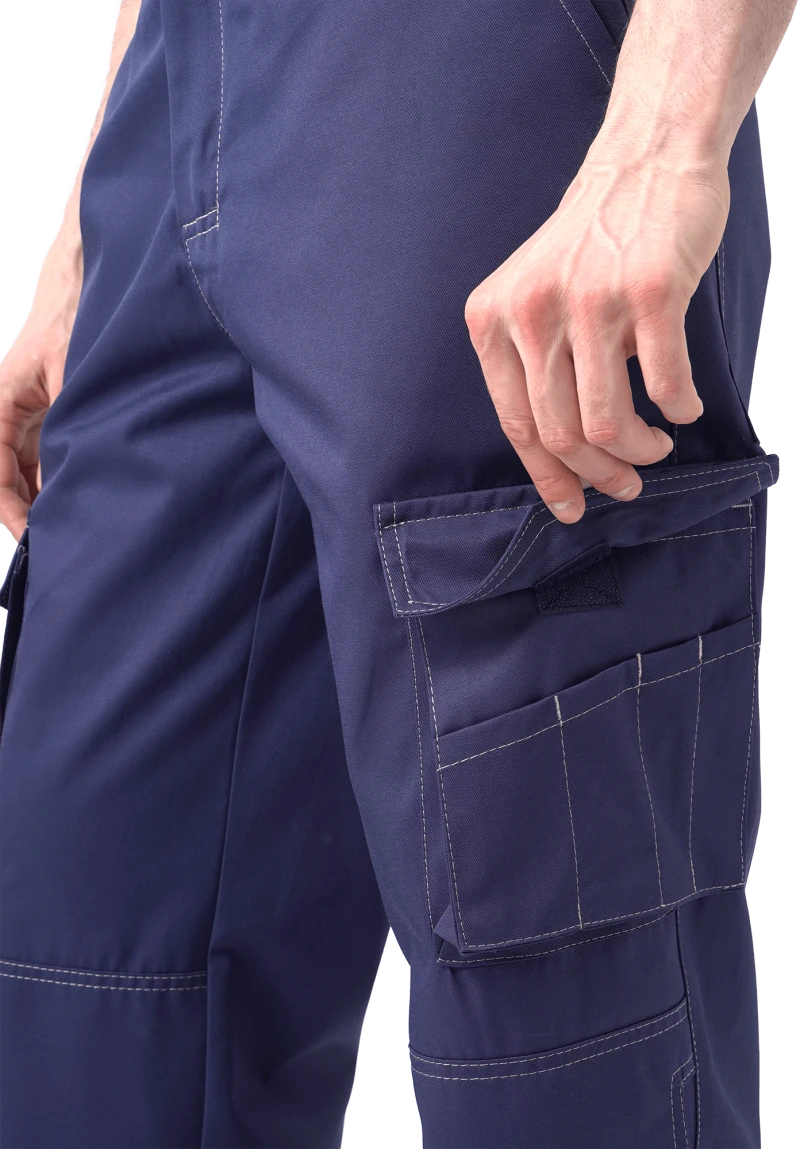 Костюм мужской ДОКЕР от механических воздействий и ОПЗ (куртка, полукомбинезон), темно-синий/бежевый Кос 572