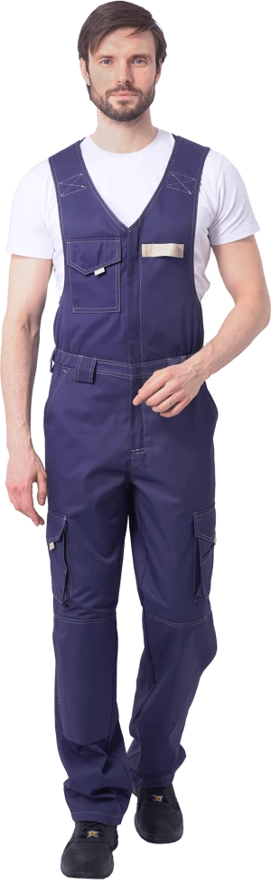 Костюм мужской ДОКЕР от механических воздействий и ОПЗ (куртка, полукомбинезон), темно-синий/бежевый Кос 572