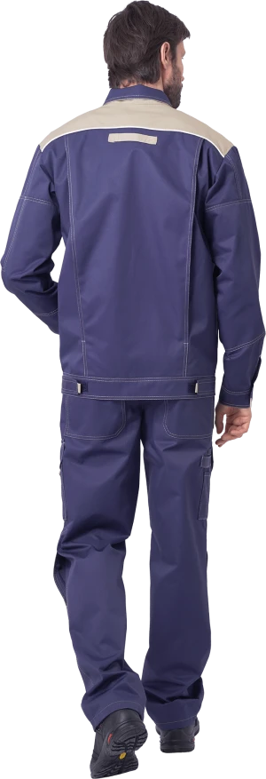 Костюм мужской ДОКЕР от механических воздействий и ОПЗ (куртка, полукомбинезон), темно-синий/бежевый Кос 572