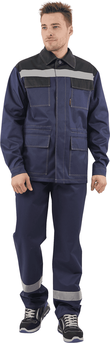Костюм мужской АРТЕЛЬ от механических воздействий и ОПЗ (куртка, брюки), темно-синий/черный Кос 570