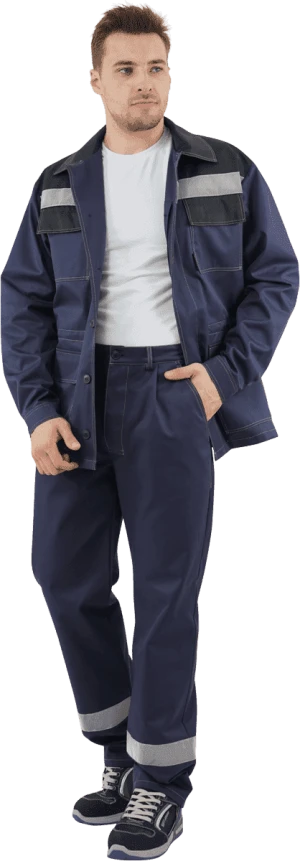 Костюм мужской АРТЕЛЬ от механических воздействий и ОПЗ (куртка, брюки), темно-синий/черный Кос 570