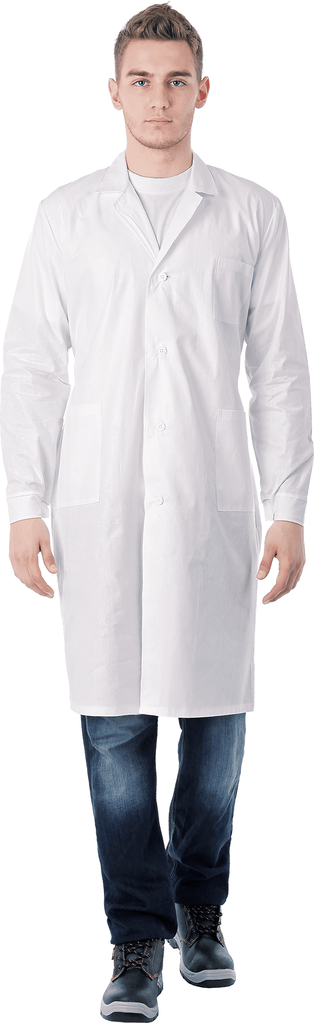 Халат БЯЗЬ мужской от ОПЗ, белый Хал 003