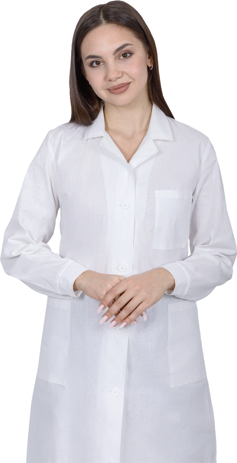 Халат БЯЗЬ женский от ОПЗ, белый Хал 002