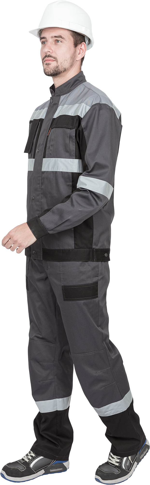 Костюм мужской ГРАНИТ НЕО от механических воздействий и ОПЗ (куртка, полукомбинезон), серый/черный Кос 460.1