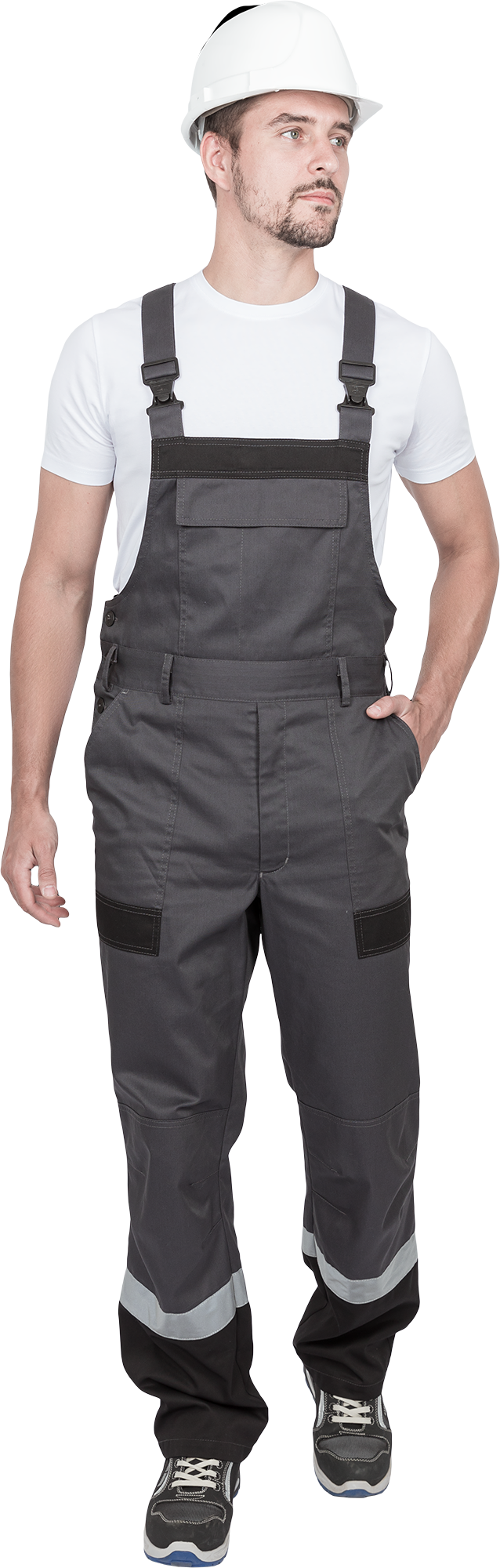 Костюм мужской ГРАНИТ НЕО от механических воздействий и ОПЗ (куртка, полукомбинезон), серый/черный Кос 460.1