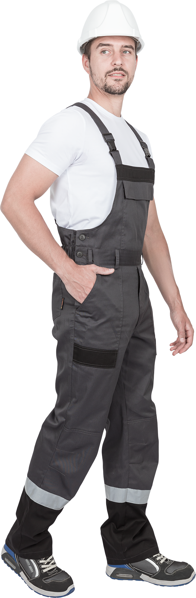 Костюм мужской ГРАНИТ НЕО от механических воздействий и ОПЗ (куртка, полукомбинезон), серый/черный Кос 460.1