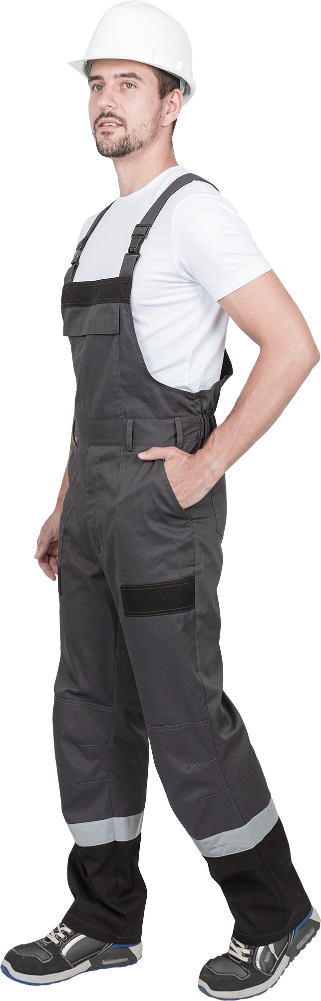 Костюм мужской ГРАНИТ НЕО от механических воздействий и ОПЗ (куртка, полукомбинезон), серый/черный Кос 460.1