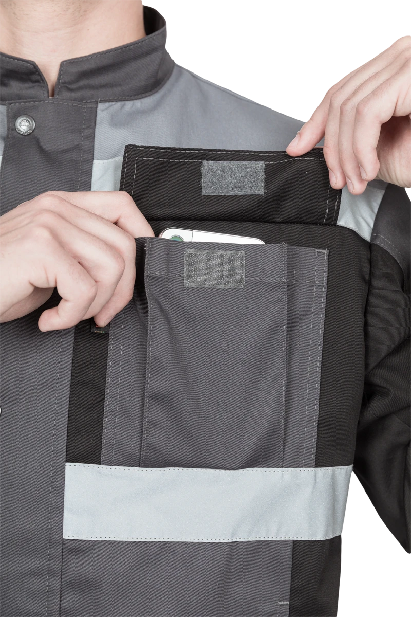 Костюм мужской ГРАНИТ НЕО от механических воздействий и ОПЗ (куртка, полукомбинезон), серый/черный Кос 460.1