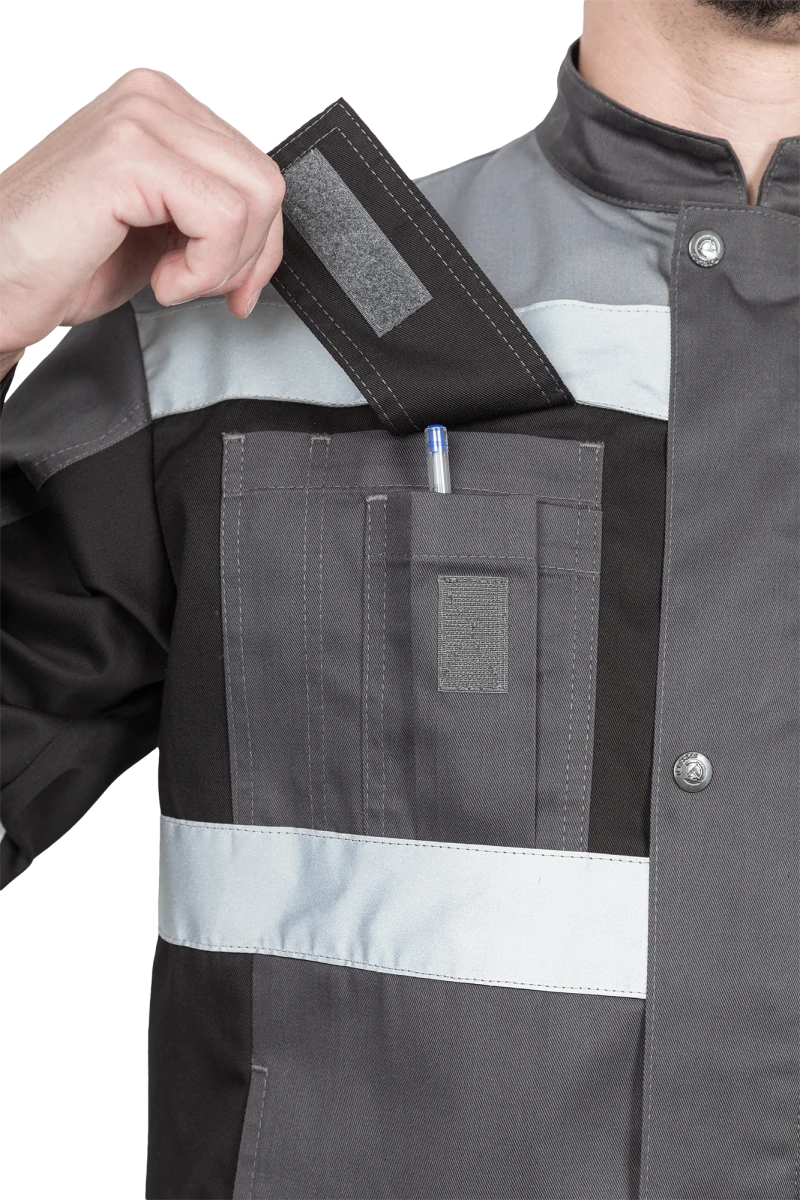 Костюм мужской ГРАНИТ НЕО от механических воздействий и ОПЗ (куртка, полукомбинезон), серый/черный Кос 460.1
