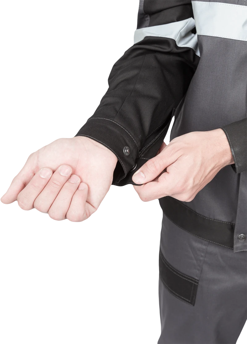 Костюм мужской ГРАНИТ НЕО от механических воздействий и ОПЗ (куртка, полукомбинезон), серый/черный Кос 460.1