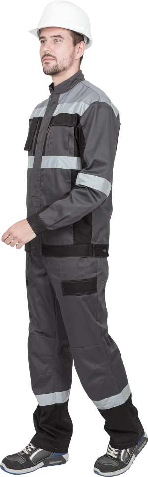 Костюм мужской ГРАНИТ НЕО от механических воздействий и ОПЗ (куртка, полукомбинезон), серый/черный Кос 460.1