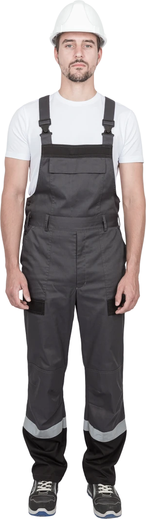 Костюм мужской ГРАНИТ НЕО от механических воздействий и ОПЗ (куртка, полукомбинезон), серый/черный Кос 460.1