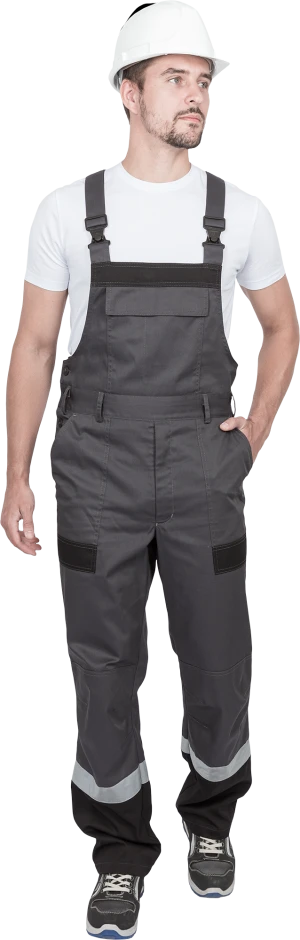 Костюм мужской ГРАНИТ НЕО от механических воздействий и ОПЗ (куртка, полукомбинезон), серый/черный Кос 460.1