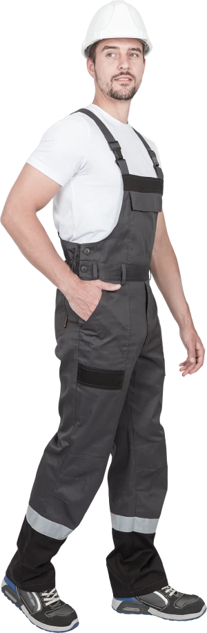 Костюм мужской ГРАНИТ НЕО от механических воздействий и ОПЗ (куртка, полукомбинезон), серый/черный Кос 460.1