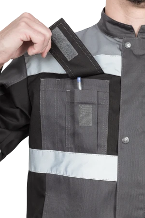 Костюм мужской ГРАНИТ НЕО от механических воздействий и ОПЗ (куртка, полукомбинезон), серый/черный Кос 460.1