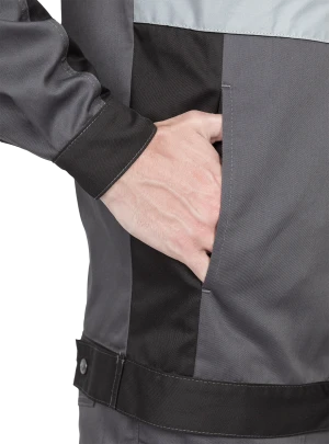 Костюм мужской ГРАНИТ НЕО от механических воздействий и ОПЗ (куртка, полукомбинезон), серый/черный Кос 460.1