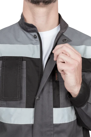 Костюм мужской ГРАНИТ НЕО от механических воздействий и ОПЗ (куртка, полукомбинезон), серый/черный Кос 460.1