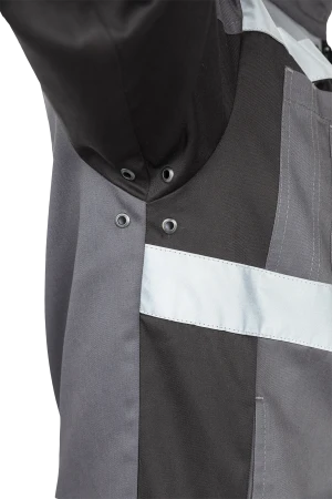 Костюм мужской ГРАНИТ НЕО от механических воздействий и ОПЗ (куртка, полукомбинезон), серый/черный Кос 460.1