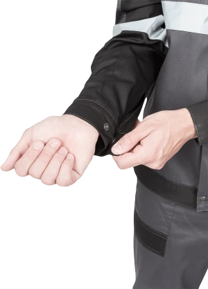 Костюм мужской ГРАНИТ НЕО от механических воздействий и ОПЗ (куртка, полукомбинезон), серый/черный Кос 460.1