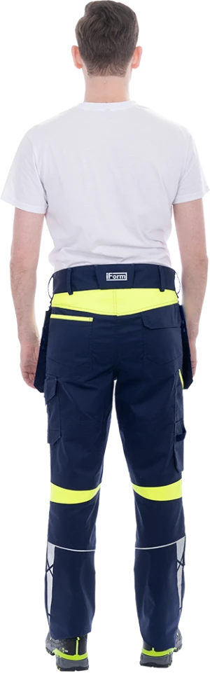 Брюки мужские ACTIVE FLEX / АКТИВ ФЛЕКС для защиты от механических воздействий и ОПЗ, т.синий-флуоресцентный желтый