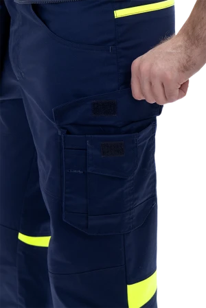 Брюки мужские ACTIVE FLEX / АКТИВ ФЛЕКС для защиты от механических воздействий и ОПЗ, т.синий-флуоресцентный желтый