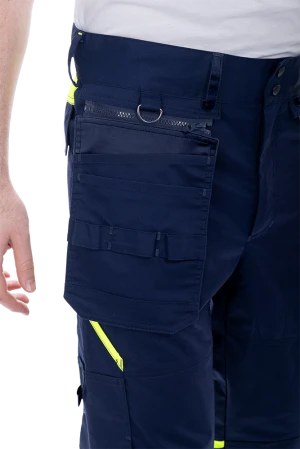 Брюки мужские ACTIVE FLEX / АКТИВ ФЛЕКС для защиты от механических воздействий и ОПЗ, т.синий-флуоресцентный желтый