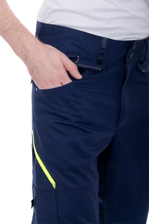 Брюки мужские ACTIVE FLEX / АКТИВ ФЛЕКС для защиты от механических воздействий и ОПЗ, т.синий-флуоресцентный желтый