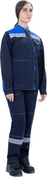 Костюм РАЦИОНАЛИЗАТОР летний, синий-василек, 100% х/б, женский (куртка, брюки) Кос 1710