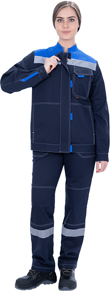 Костюм РАЦИОНАЛИЗАТОР летний, синий-василек, 100% х/б, женский (куртка, брюки) Кос 1710