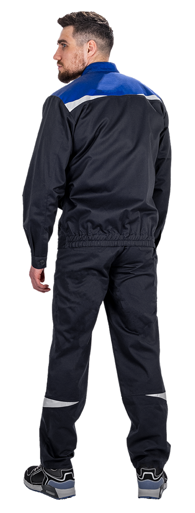 Костюм мужской КМ-10 ЛЮКС АНТИСТАТ летний для защиты от механических воздействий, статического электричества и ОПЗ (куртка, полукомбинезон), т.синий-василек