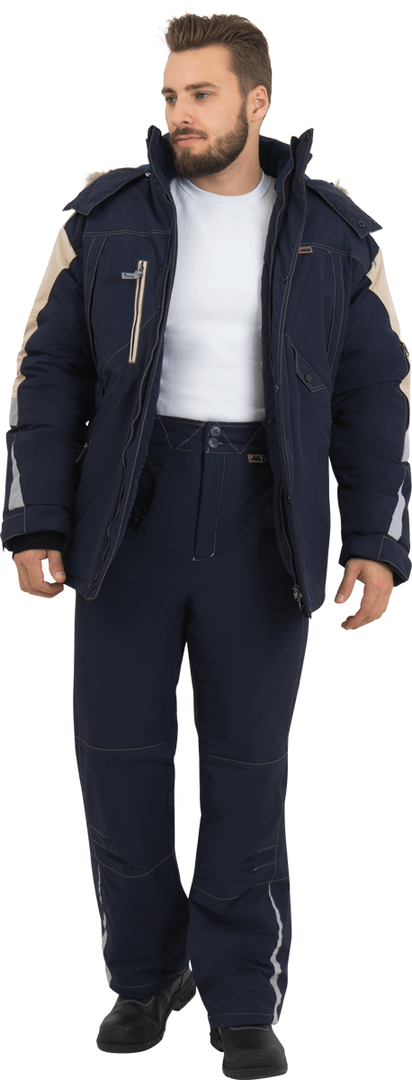 Брюки мужские ХАЙ-ТЕК от пониженных температур воздуха и ветра, механических воздействий и ОПЗ, синий Брю 603