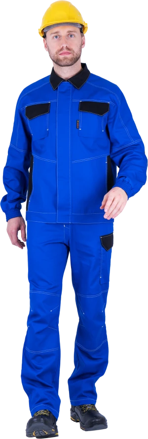 Костюм мужской ПРАКТИК от механических воздействий и ОПЗ (куртка, полукомбинезон), василек/черный Кос 025
