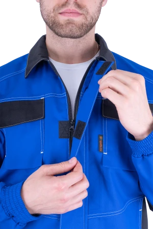 Костюм мужской ПРАКТИК от механических воздействий и ОПЗ (куртка, полукомбинезон), василек/черный Кос 025