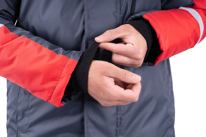 Куртка мужская РОУД от пониженных температур воздуха, механических воздействий и ОПЗ, т.серый-красный Кур 202