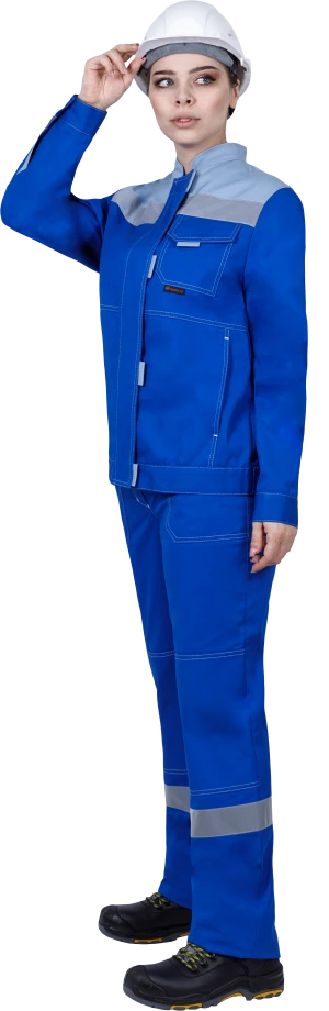Костюм женский РАЦИОНАЛИЗАТОР от механических воздействий и ОПЗ (куртка, брюки), цвет василёк/серый Кос 795