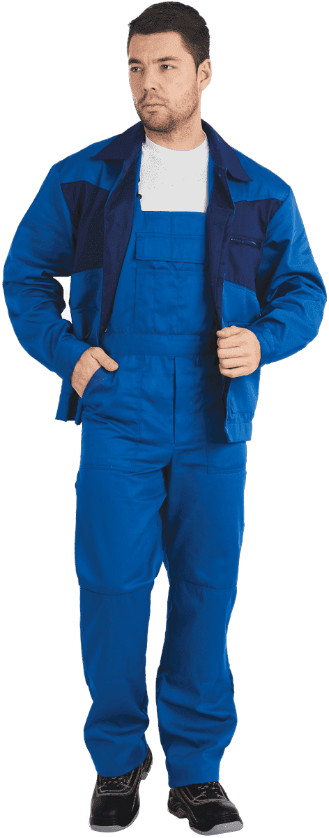 Костюм мужской СПЕЦИАЛИСТ-2 от механических воздействий и ОПЗ (куртка, полукомбинезон), василёк/темно-синий Кос 516