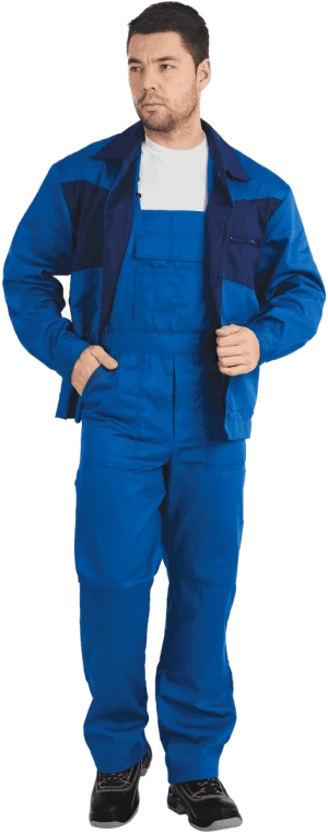 Костюм мужской СПЕЦИАЛИСТ-2 от механических воздействий и ОПЗ (куртка, полукомбинезон), василёк/темно-синий Кос 516