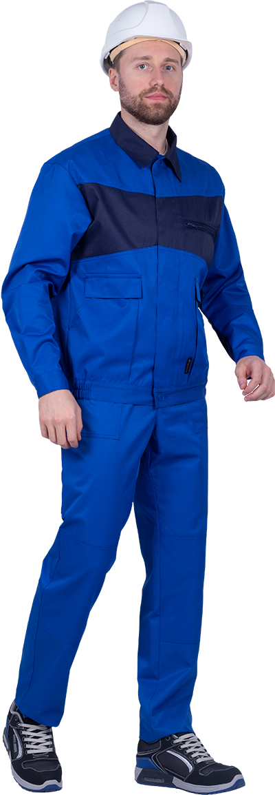 Костюм мужской СПЕЦИАЛИСТ-1 от механических воздействий и ОПЗ (куртка, брюки), василёк/темно-синий Кос 562
