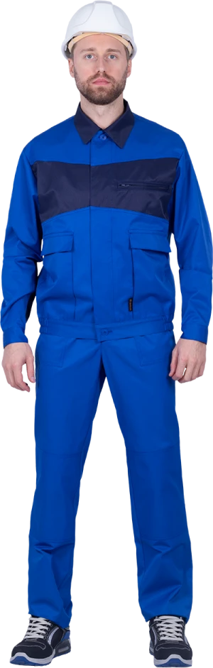 Костюм мужской СПЕЦИАЛИСТ-1 от механических воздействий и ОПЗ (куртка, брюки), василёк/темно-синий Кос 562