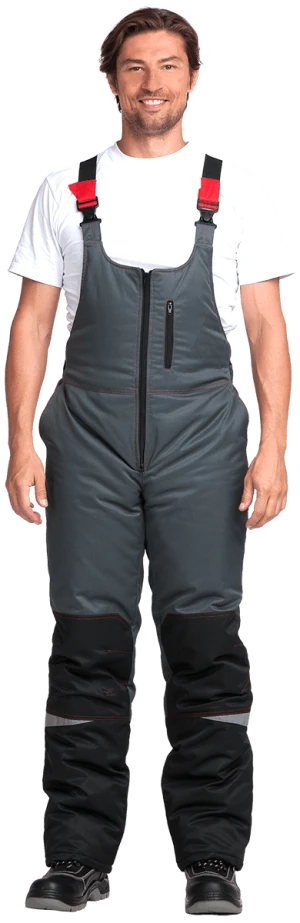 Костюм мужской КМ-10 ЛЮКС от пониженных температур воздуха, механических воздействий и ОПЗ, серый/чёрный/красный Кос 465