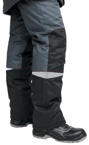 Костюм мужской КМ-10 ЛЮКС от пониженных температур воздуха, механических воздействий и ОПЗ, серый/чёрный/красный Кос 465